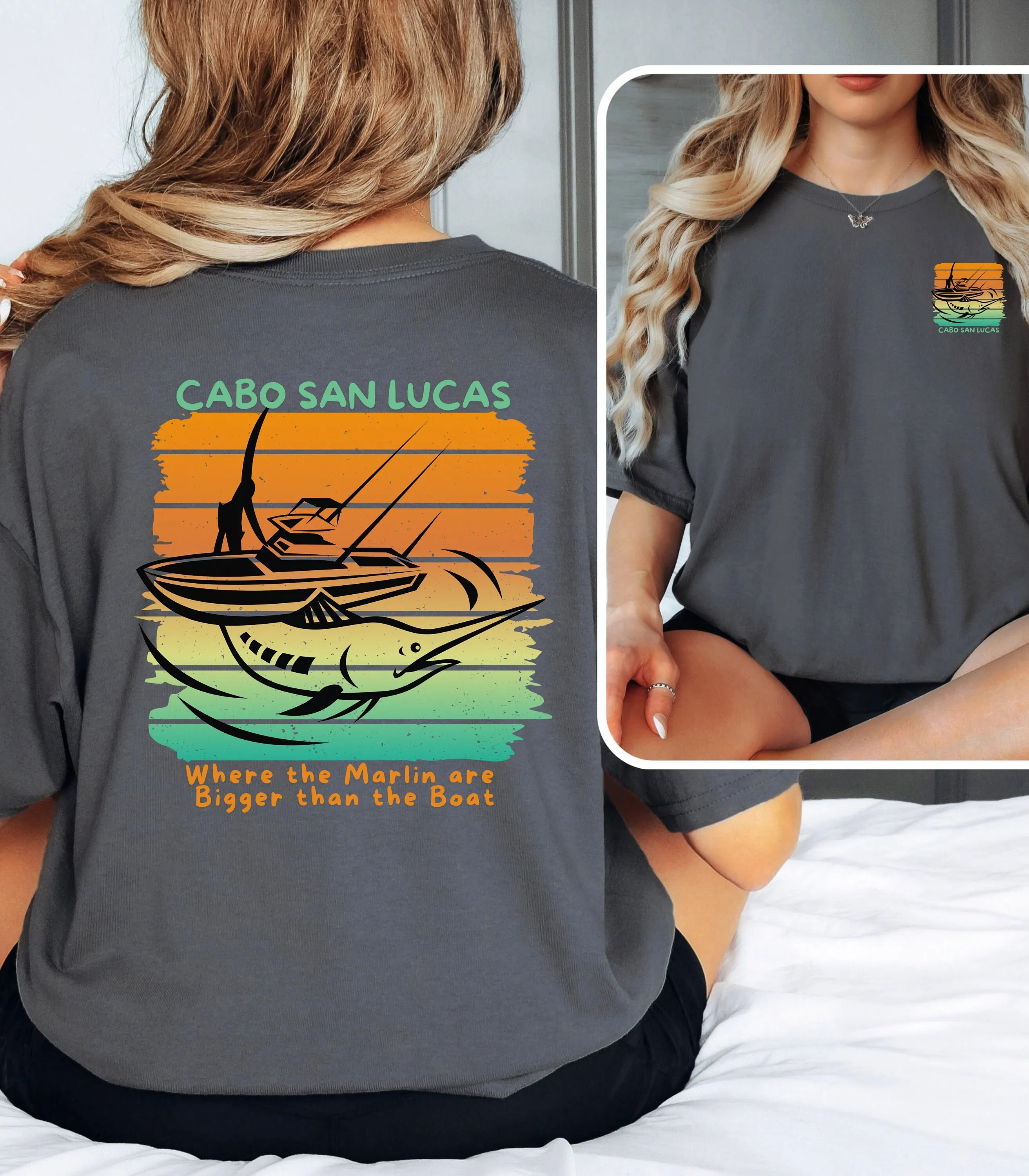 Cabo San Lucas Retro Marlin Boat T Shirt Vintage Design For Fishing Adventures Big Fish With Mexican Flair