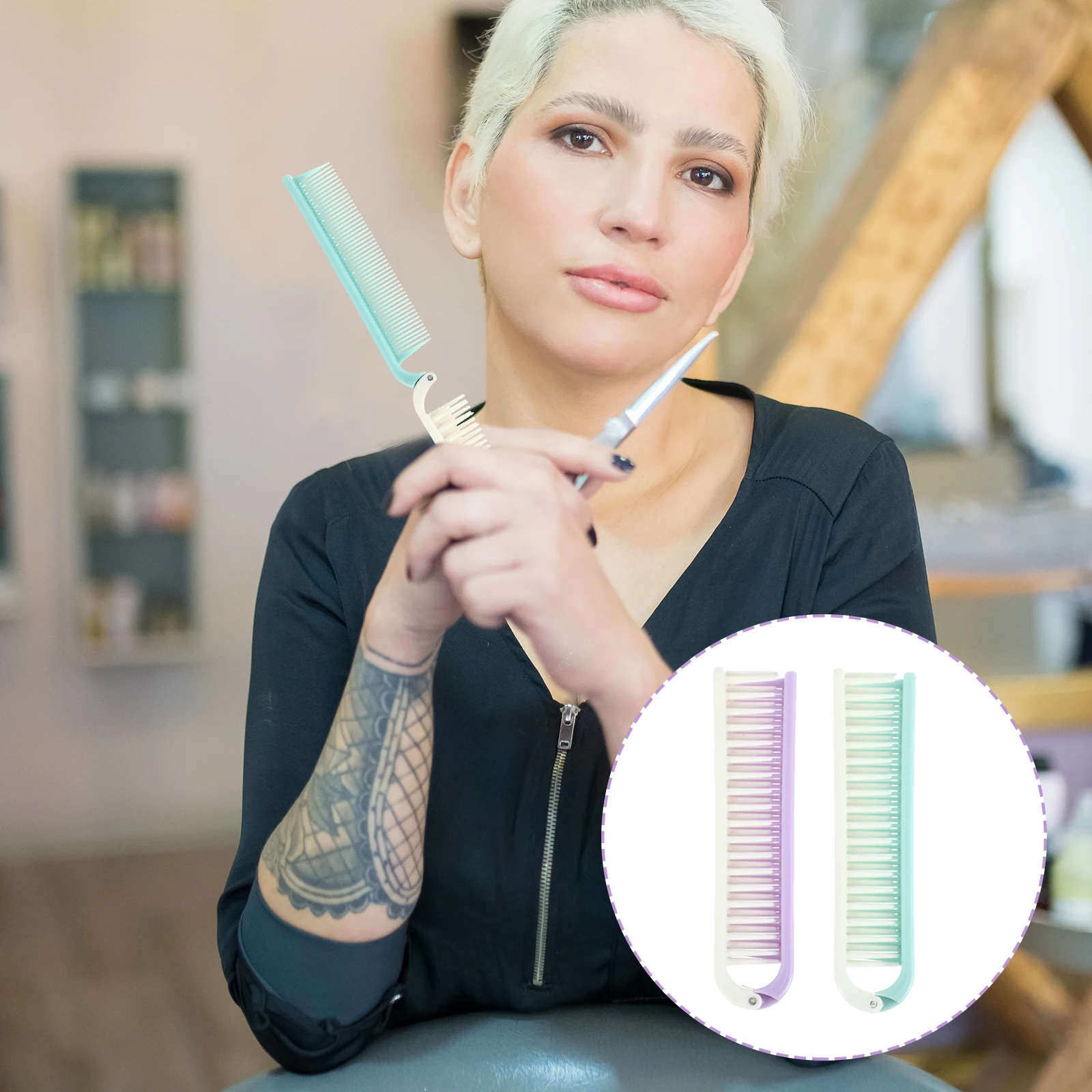 

2 шт. портативная складная расческа для волос антистатические закрытые зубчатые парикмахерские расчески идеальный подарок для путешествий для густых вьющихся прямых волос