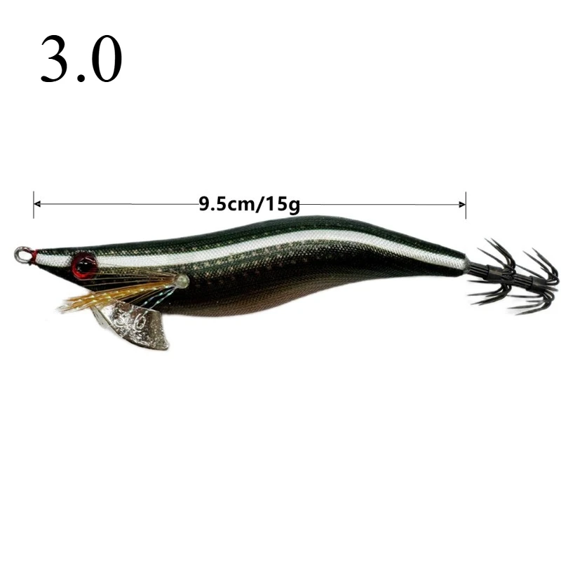 1/8 قطعة 3.0 #   الصيد على شكل سمكة تهزهز الطعم Egi الأخطبوط القماش الخفيف الصيد إغراء الروبيان الطعم اليابان الحبار إغراء القفز إغراء الصيد البحري