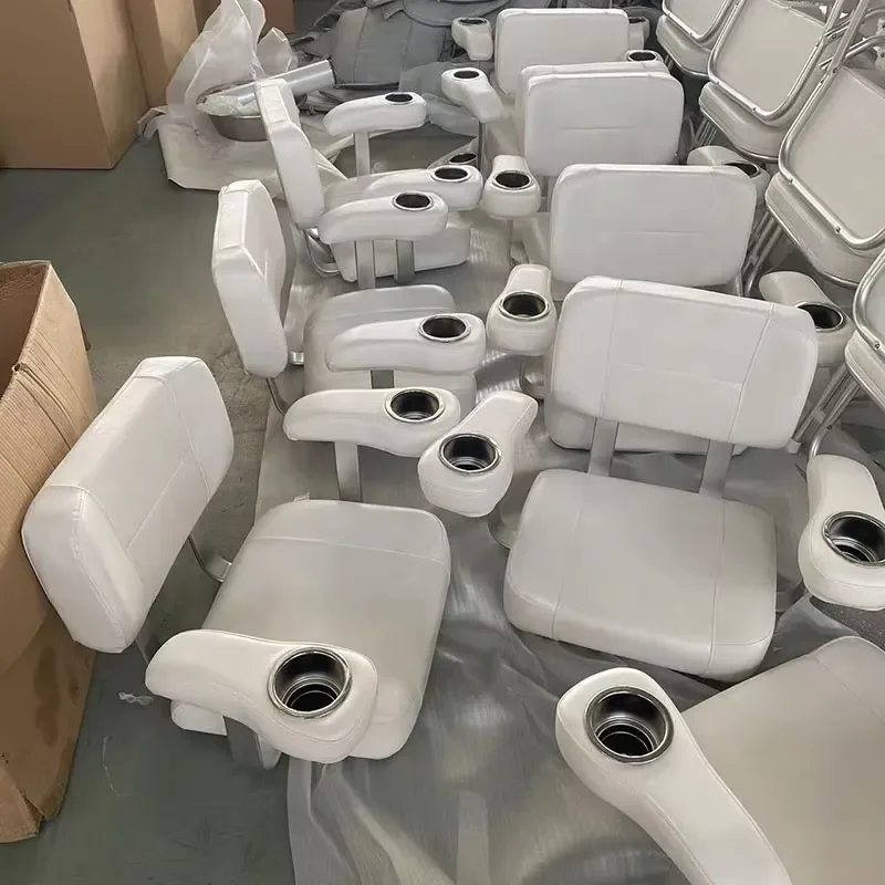 Luxury Folding Fishing Boat Chair Captain Seat with Cup Holder Custom Color Long Design for Marine Yacht Deck Comfortable