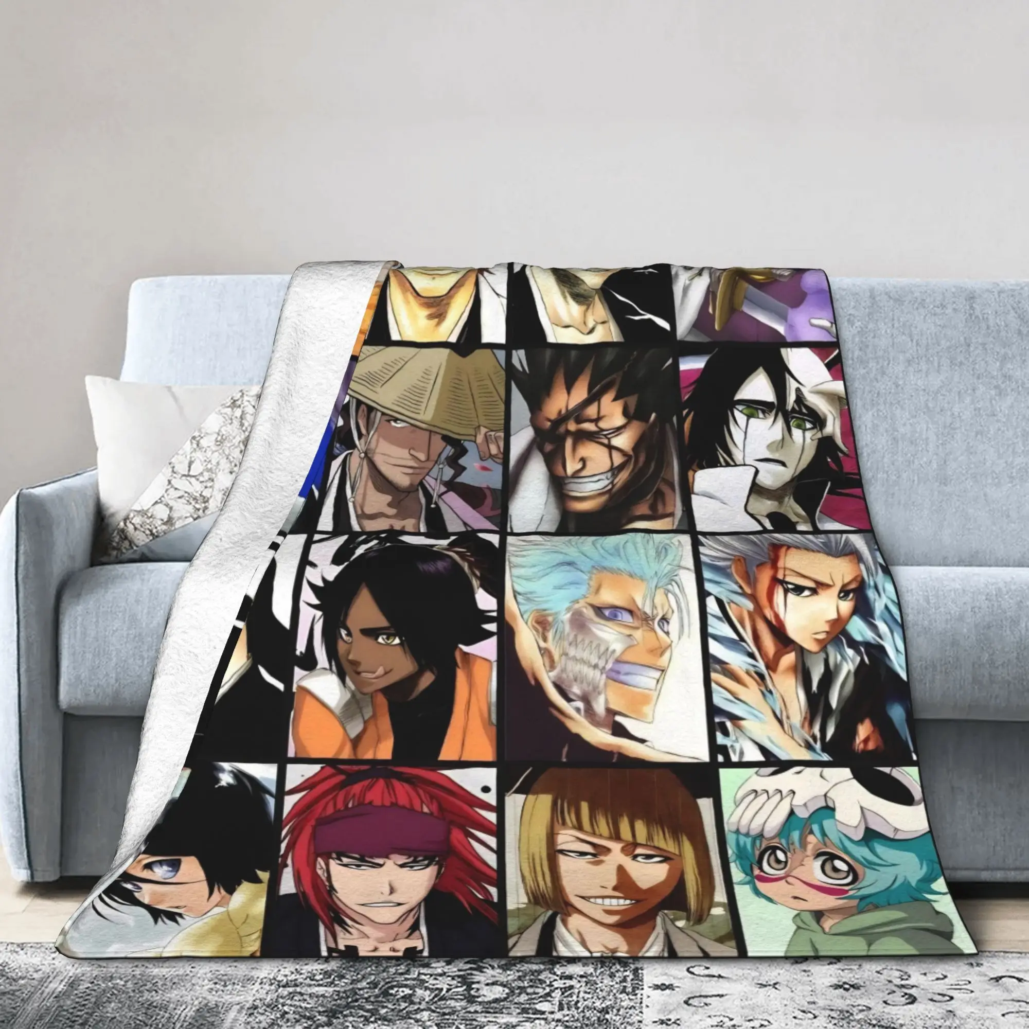 Kurosaki Ichigo Urahara Kisuke Blankets Bleaches Anime Flannel Funny Breathable Throw Blankets for Home Decoration