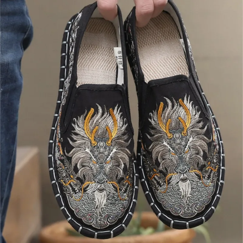 Yokosuka Style Makeup Handmade Embroidery Shoes Cloth Shoes Men