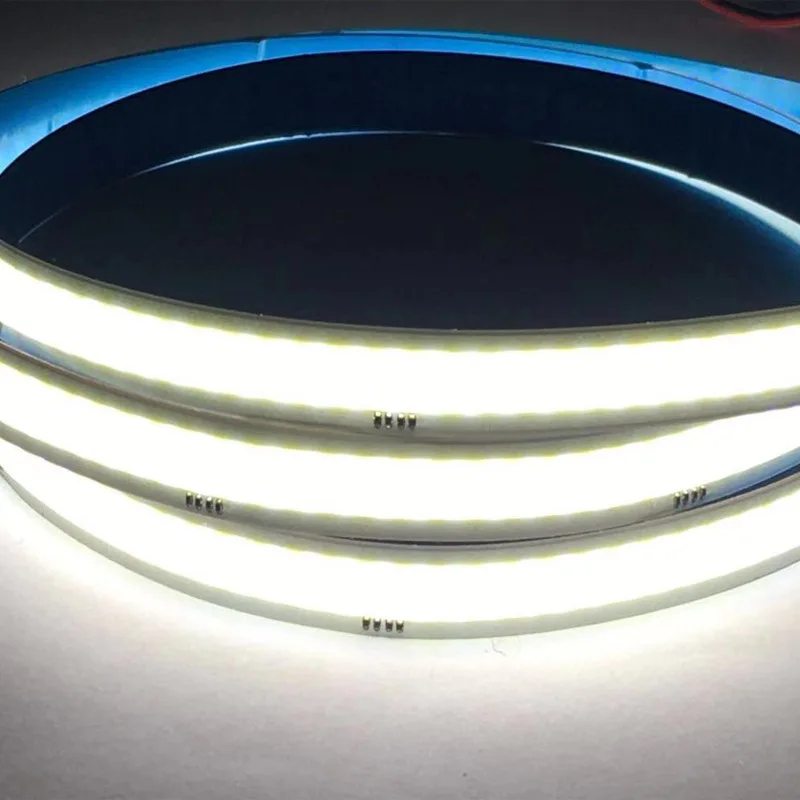 Imagem -02 - Dual Color Dimmable Led Cob Strip Fita Macia Flexível Temperatura 3000k 4000k 6000k 5m 24v 840 Leds m 2700k6500k