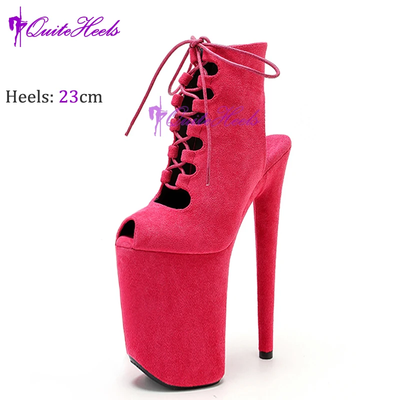 New Sexy 23cm 9Inches Super High Heels Platform Strippers Sandals Boots Roman Gladiator Exotic Pole Dance Shoes Woman