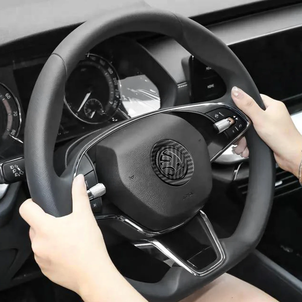 63mm Auto-Styling ABS Logo Lenkrad-Emblem Aufkleber für Skoda Octavia Mk3 Fabia 2 Superb 3u 2 Kamiq Kodiaq VRS Karoq – Detail 9