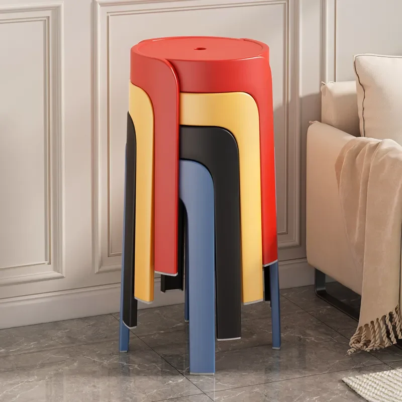 Thickened Plastic Round Stool Stackable Windmill Design Modern Simple Creative High Chair for Living Room Dining Table