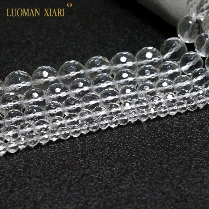 Wholesale Natural Faceted Clear White Crystal Round Loose Stone Beads For Jewelry Making DIY Bracelet Necklace 4/6/8/10/12mm