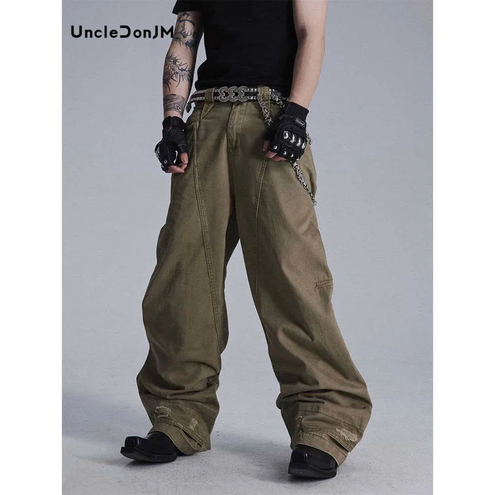 Simplicity Retro Deconstruction Casual Pants Men Y2k Japanese Streetwear Trousers