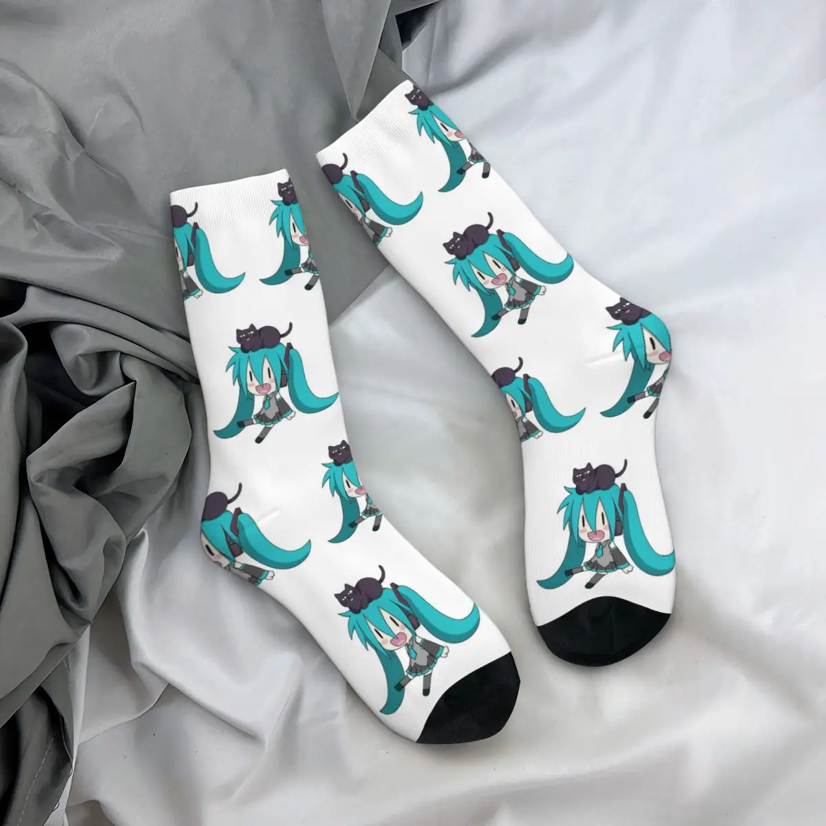 

Miku With A Cat!! Men Women Socks Windproof Novelty Spring Summer Autumn Winter Stockings Gift