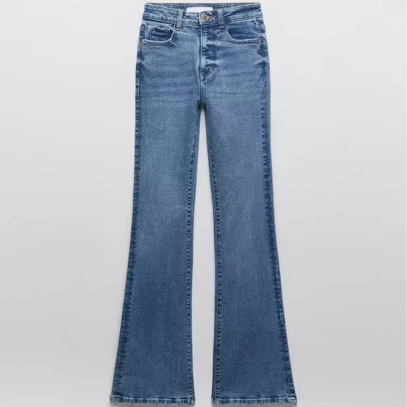 

High Waist Bell Bot Jeans Women's Slim Fit Vintage Sle New Autumn Collection Z Blue Denim Ladies Faion