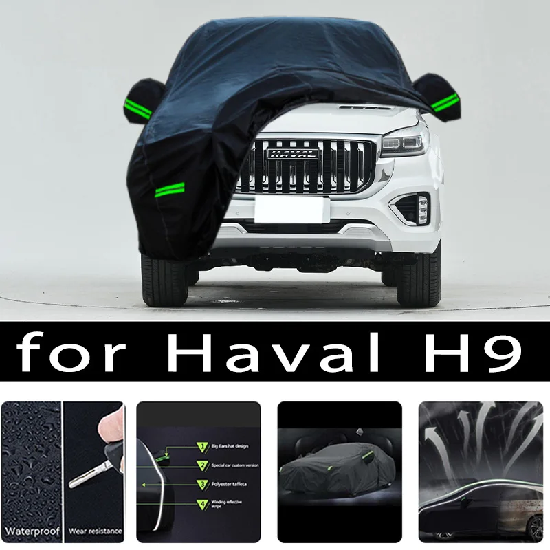 

For Haval H9 Car Covers Outdoor Waterproof Sun Rain Snow Protection UV Auto Cover 190T Car Protective Full Covers