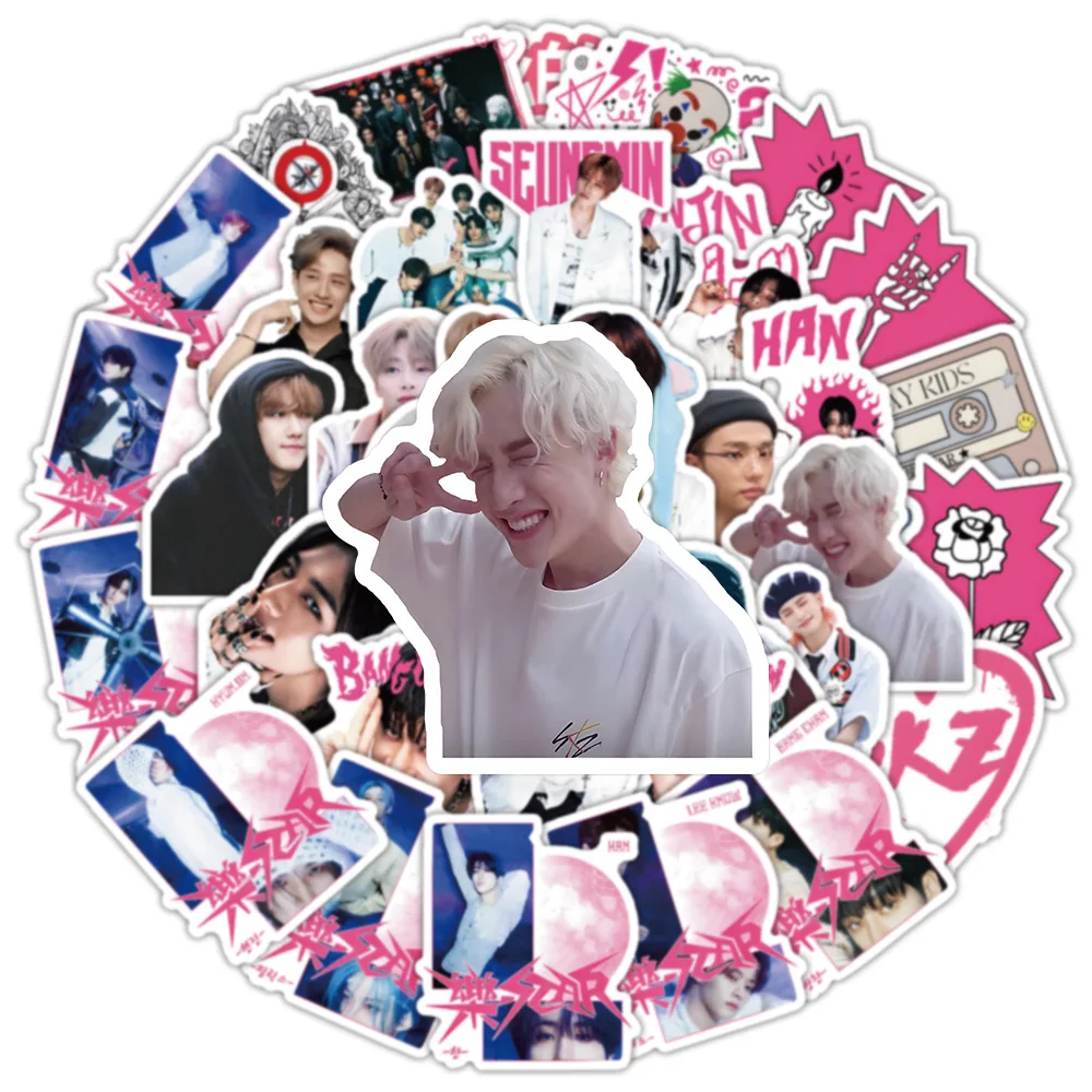 

50pcs Korean Boy Group Stray Graffiti Support Peripheral DIY Creative Water Cup Notebook Waterproof Stickers