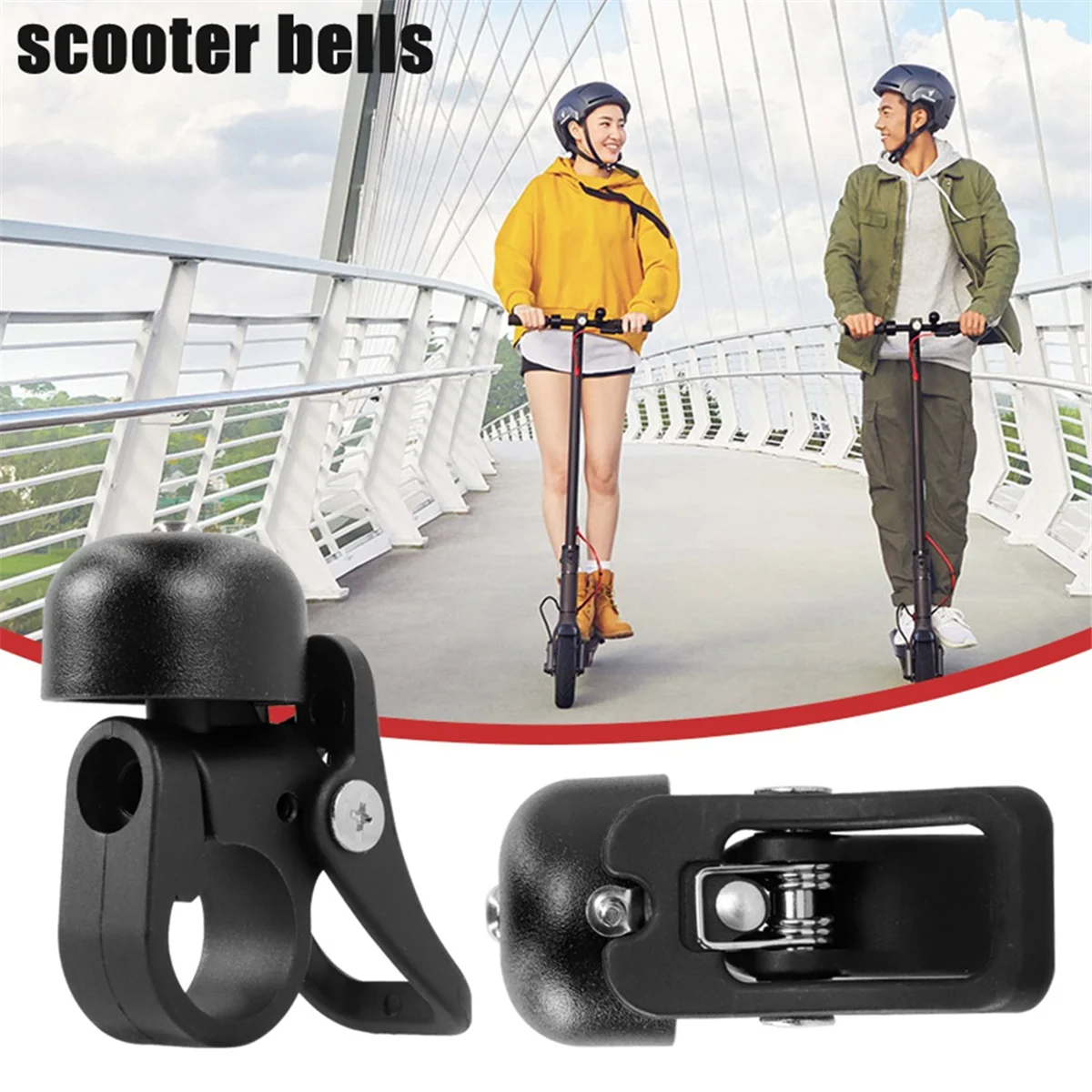 SMIEA Black Electric Scooter Bell Whole Body Horn Ring with Quick Release Mount for Xiaomi M365 Pro 1S Pro2 Electric Scooter