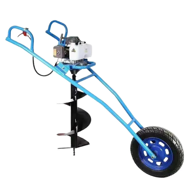 

Export Hand-Pushed Single-Wheel Ground Auger Stand Single-Wheel Agricultural Hole Drilling Ground Auger Digging Stand