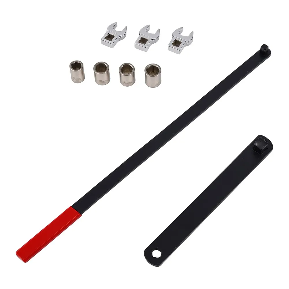 Compact Folding Wrench Kit for Automotive Repair Includes 13mm 15mm 16mm 18mm Sockets and 13mm 14mm 15mm Open End Adapters