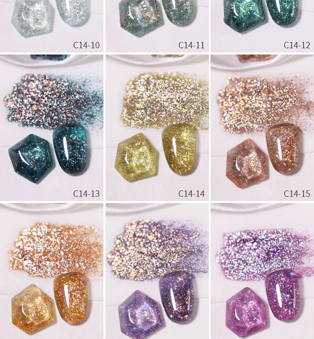 Vendeeni 24 Farben/Set Hochdichter Glitzer-Gel-Nagellack Semi-Permanenter Glitzer-UV-LED-Soak-Off-Gel-Lack mit Display – Detail 13