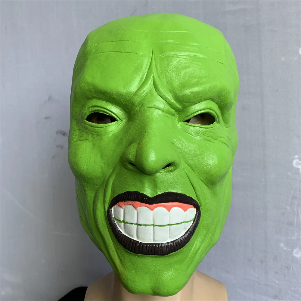 The Mask Jim Carrey Head Cover Halloween Fancy Dress Party Cosplay Latex Mask Funny Green Monster Helmet Novelty Costume Props