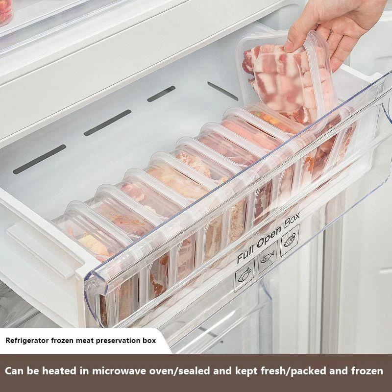 Refrigerator Frozen Meat Sub-Package Fresh-Keeping Box Freezer Kitchen Storage Sub-Grid Preparation Food-Grade Sealed Boxes