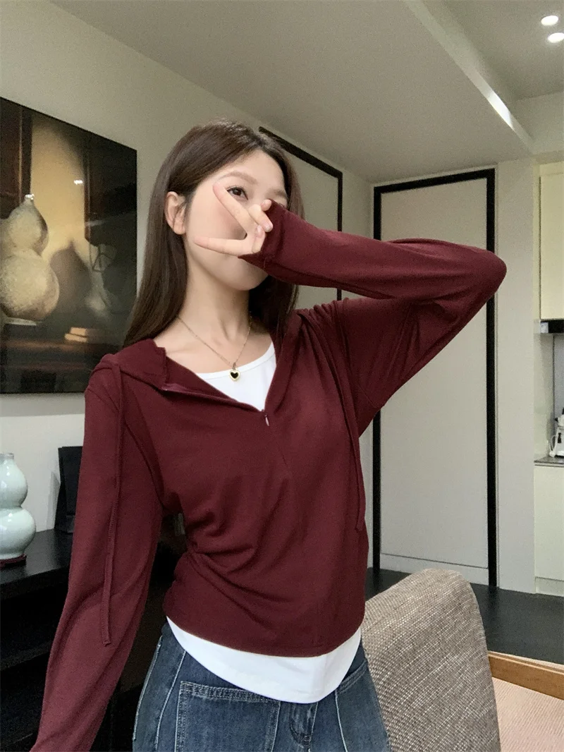 

Черные толстовки с капюшоном, женская одежда Y2K, молодежная одежда с длинными рукавами и надписями, ребристый подол, осенняя моющаяся одежда в рубчик