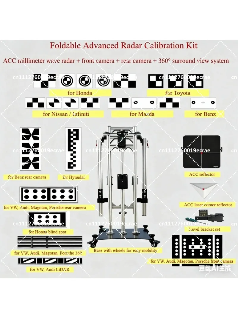 Foldable ADAS Calibration Kit for ACC Millimeter Wave Radar, Car Camera and 360 Surround View Calibration