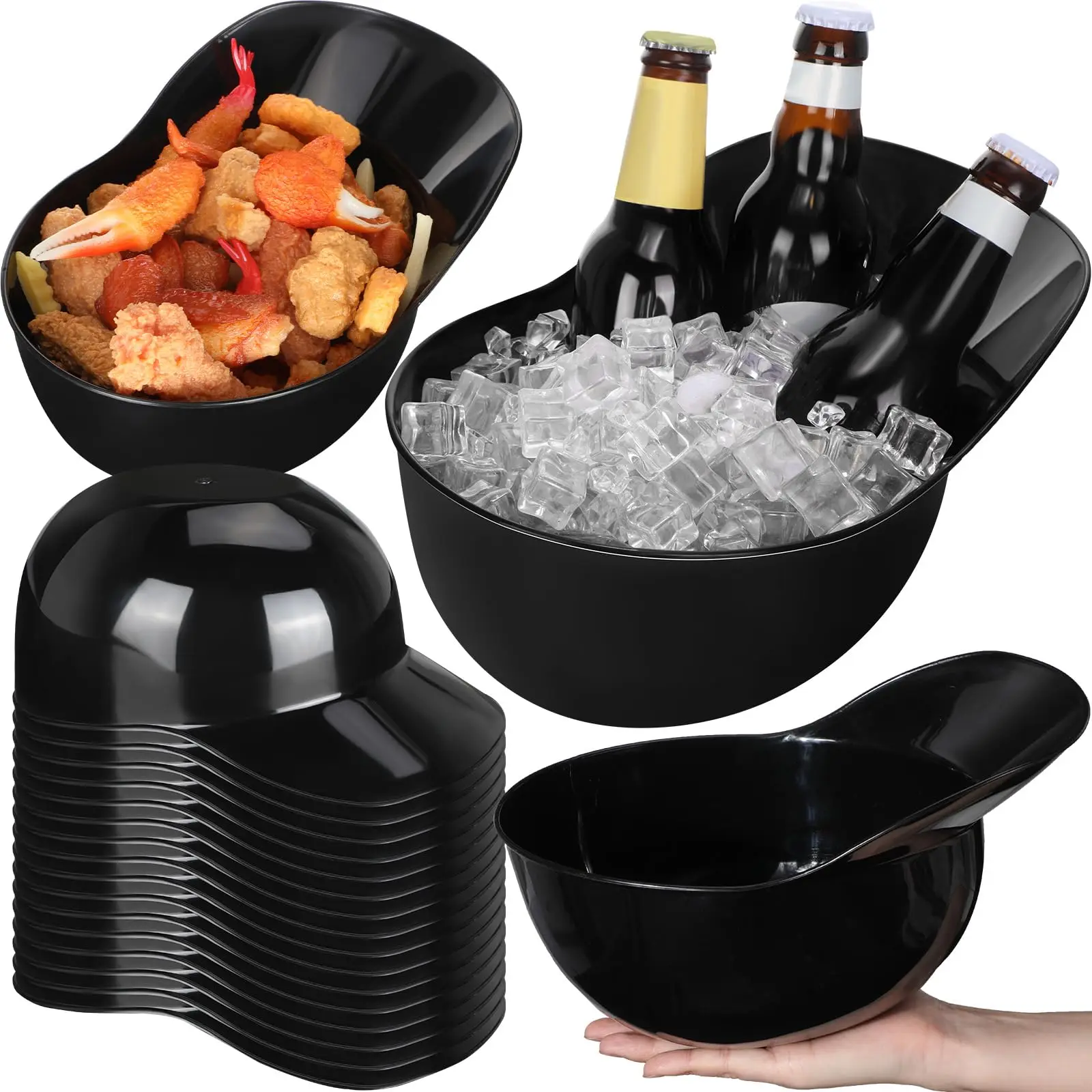 

70oz Black Baseball Cap Snack Containers 1-Piece Set ABS Material 27.8*18*13cm for Ice Cream Popcorn Party