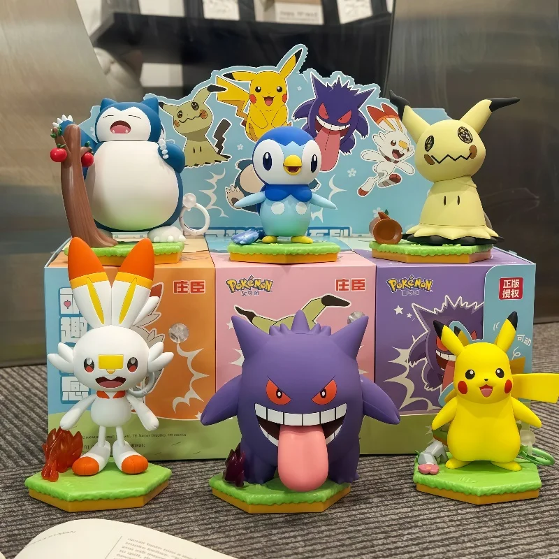 Authentic Pok é Mon Pikachu Genggui Clockwork Series Blind Box Action Doll Desktop Ornament Popular Toy Children'S Birthday Gift