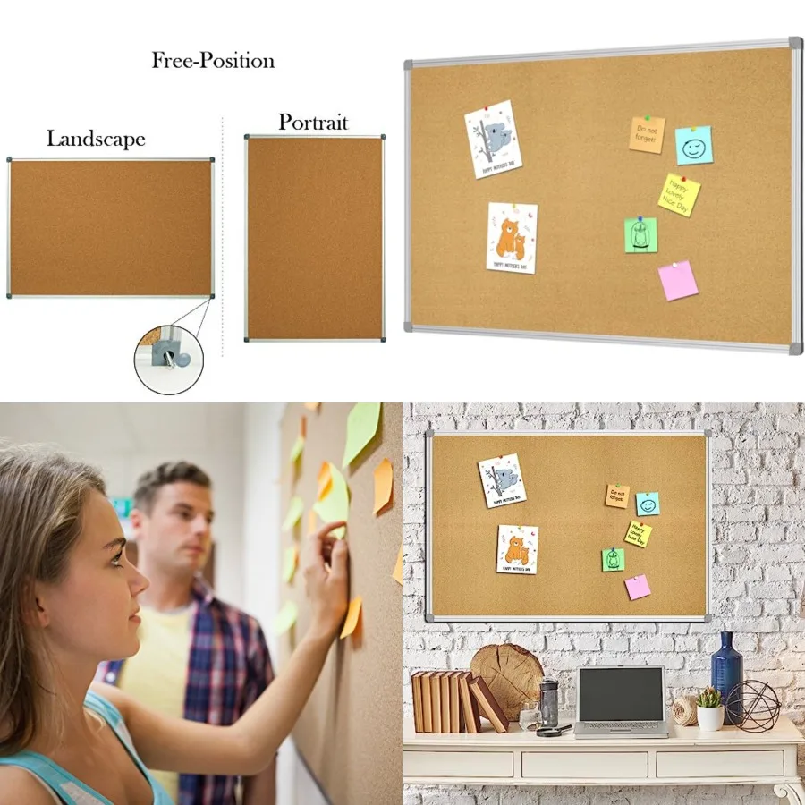 

Cork Board Bullet Board, Double Sided Corkboard, Wall-Mounted Alumum Framed Message Presentation Notice Board 3