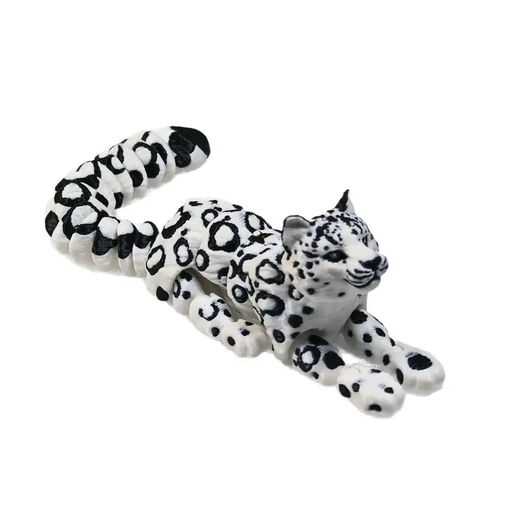 Creative 3D Printed Simulation Simulation Rotatable Simulation Tiger Figurine Articulated Lifelike Snow Leopard Model