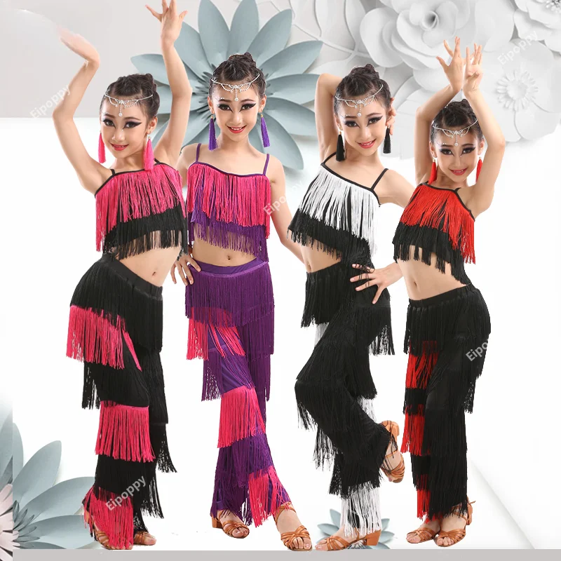 New Latin Dance Costume Training for Middle aged Children Girls and Children High end Competition Professional Tassel Dance