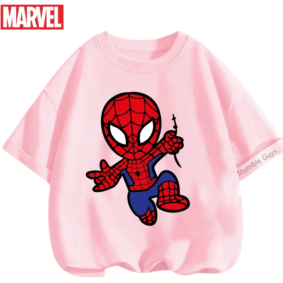 Boys Spiderman Clothes Girls Spider-Man T-Shirt 3-14Y Summer Marvel Comic Print Kids Tees
