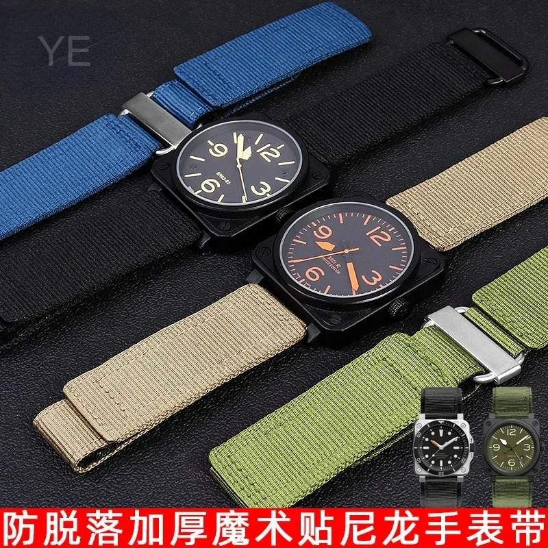 

Watch Strap for Bell & Ross Thickened Soft Nylon Watchband BR Hook and Loop Fastener Woven Watch Accessories 22 24mm Men