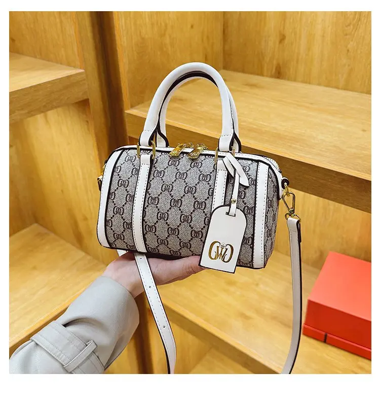 Vegan Leather Tote Bag Detachable Strap Boston Style Gym/Casual Essentials Compact Design Zipper Closure Purse