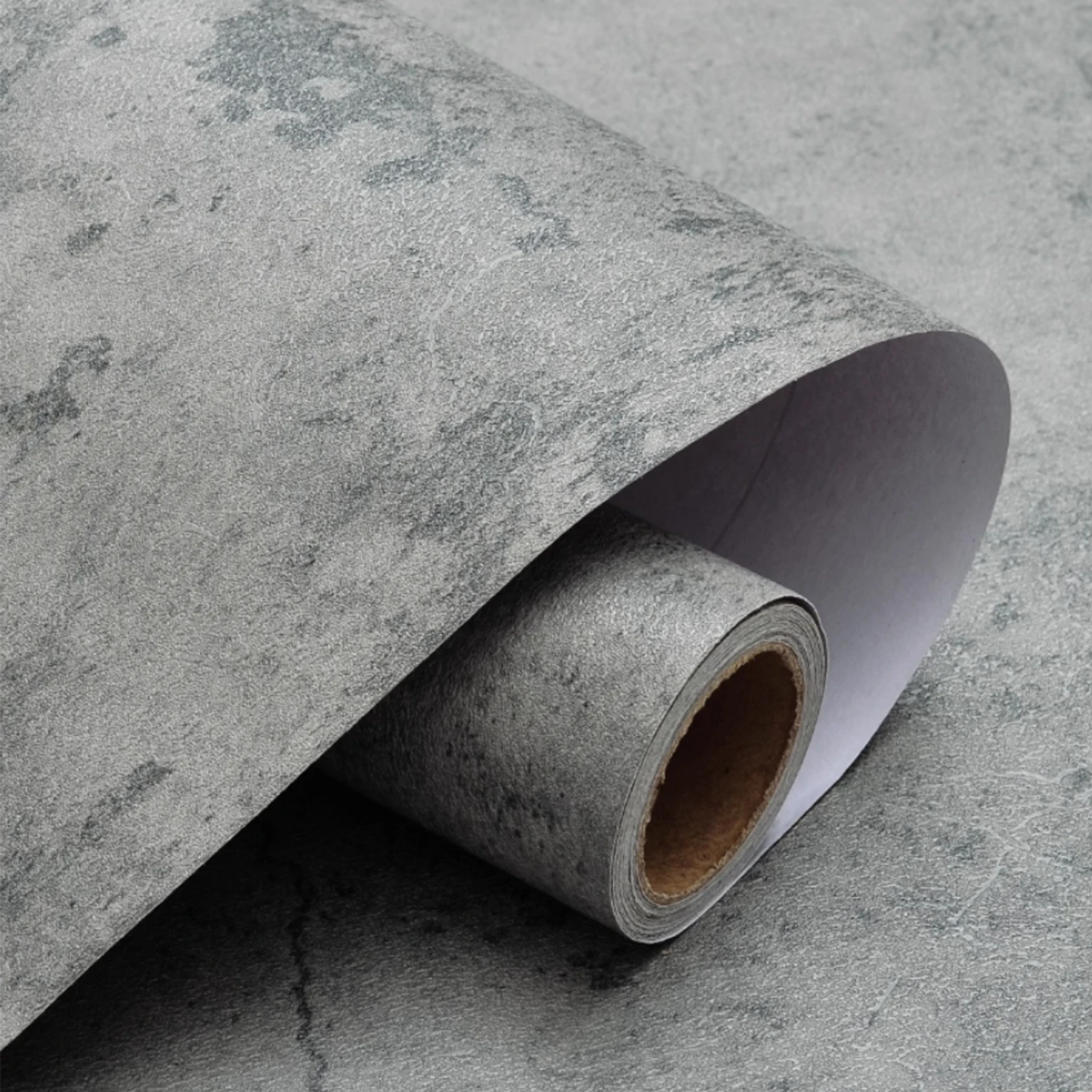 Wallpaper Perekat Diri Abu-abu 55 cm x 5m Tekstur Beton Semen 3D Tebal Matt Tahan Air Film Furnitur Vinyl Stiker Dinding