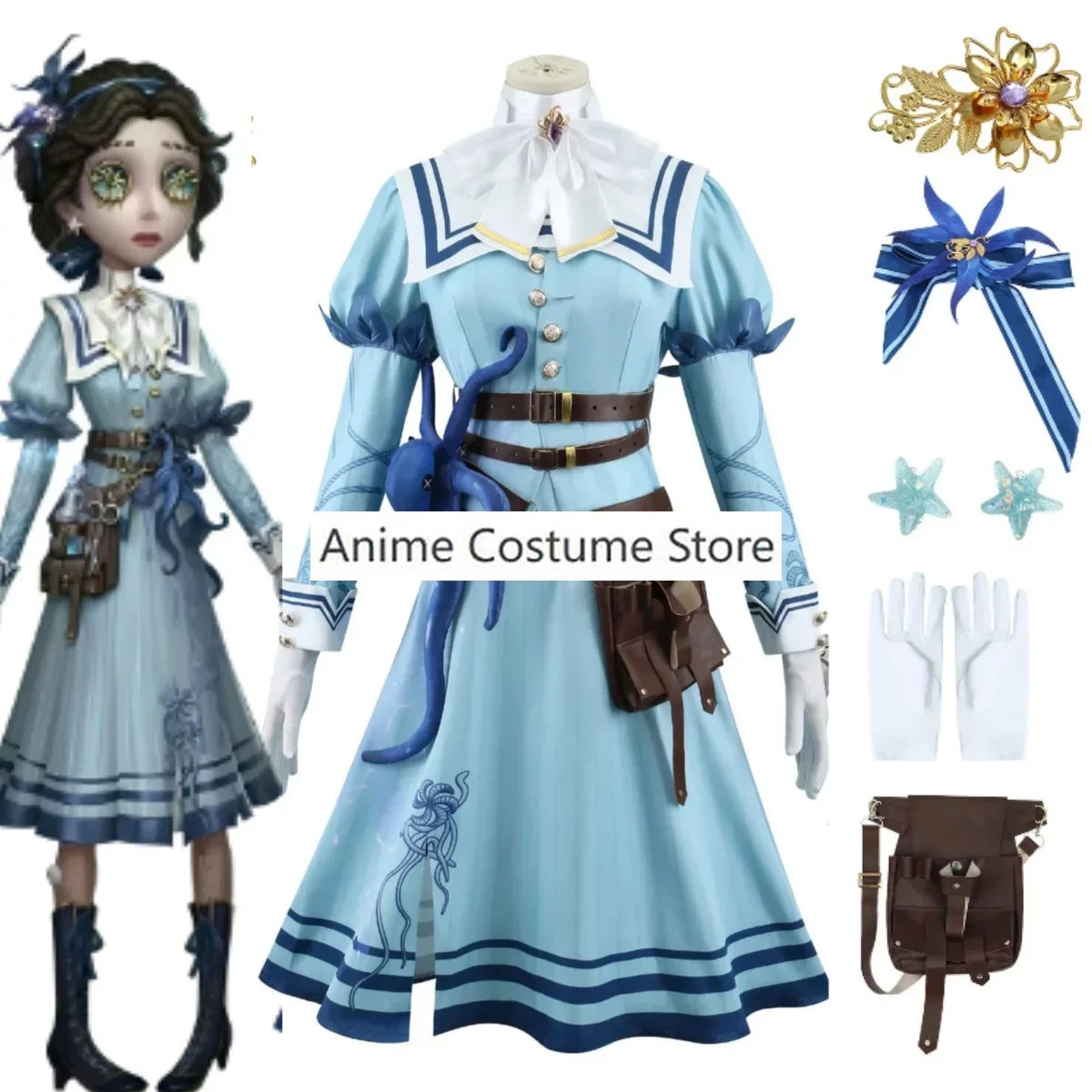 Identity V Emily Dyer Doctor Cosplay Costume Game Gorgeous Uniform Preserved Flower Cosplay Props Headwear Belt Bag Accessories