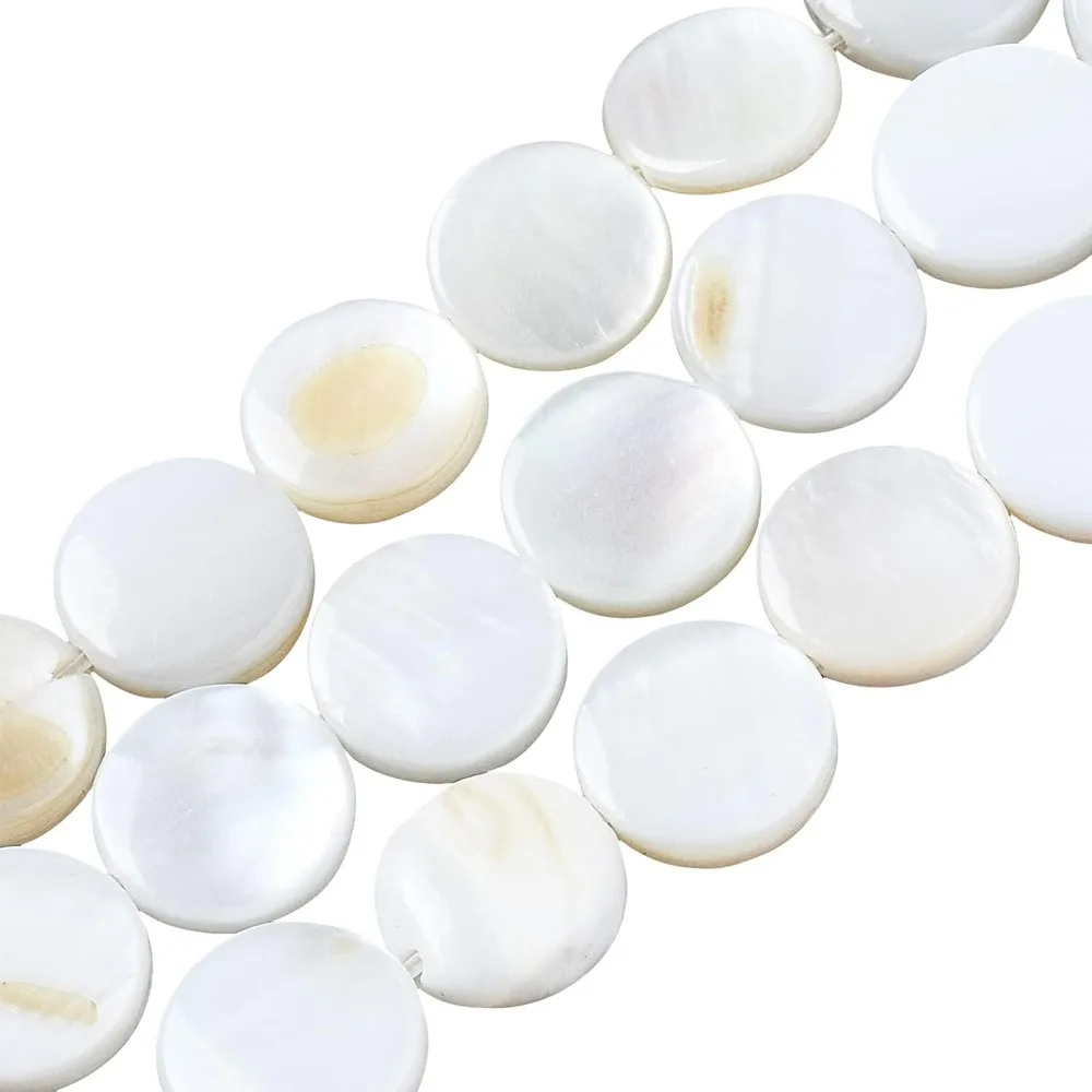 1 Box About 105Pcs Flat Round Shell Bead Small Natural Freshwater White Disc Coin Beads 9mm Ocean Beach Hawaii Style Thread