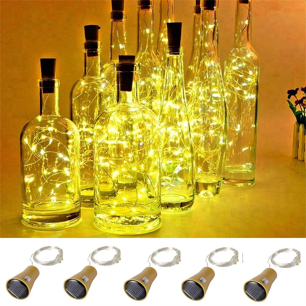 Solar Wijn Fles Lichten 20 Led Solar Kurk Snaar Licht Koperdraad Fairy Licht Voor Holiday Christmas Party Wedding Garden decor