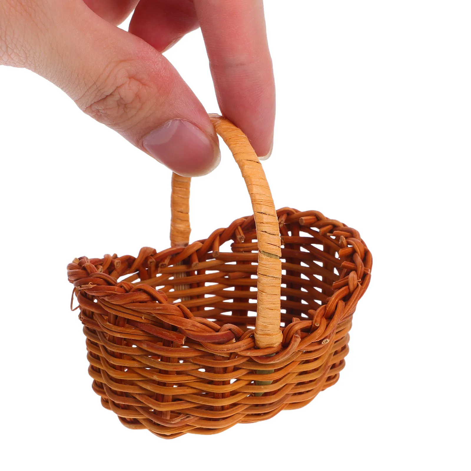 

4Pcs Miniature Flower Basket Handwoven Handle Decor for Dollhouse Layout DIY Scene Picnic Prop Storage Craft Display