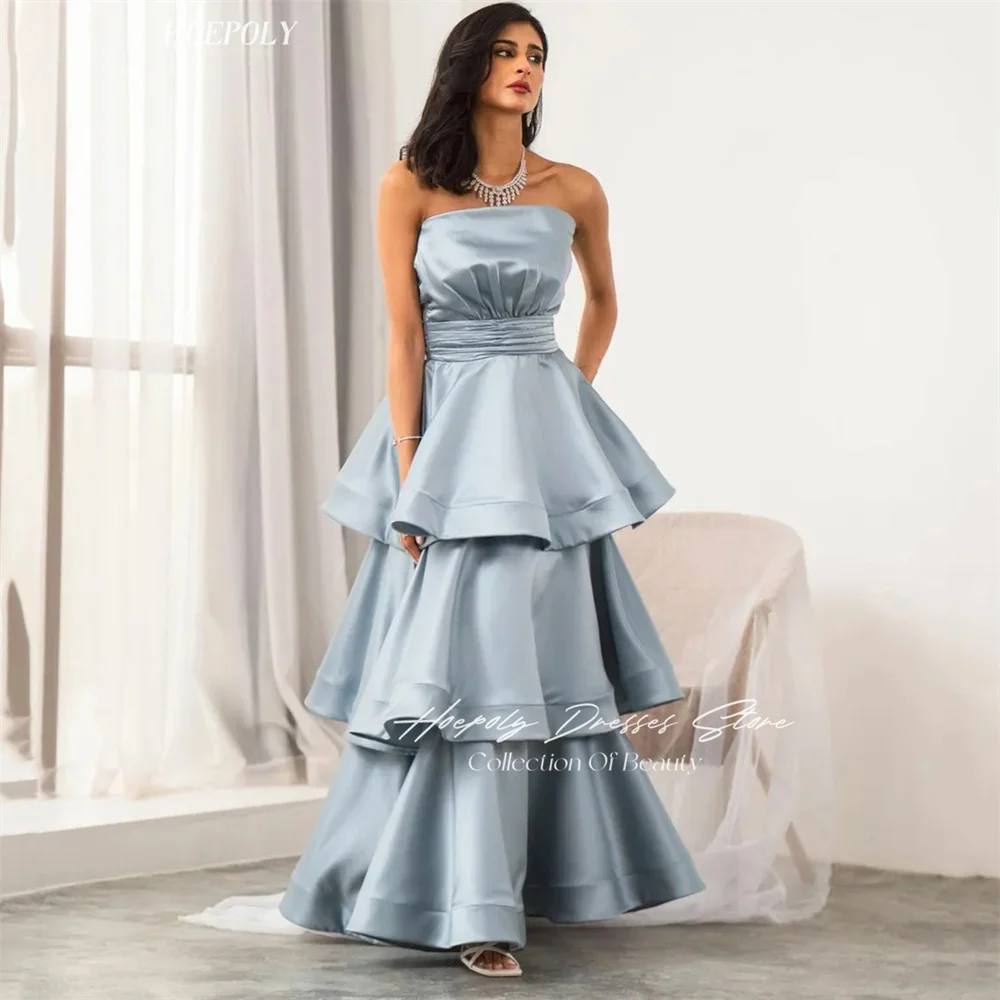 

Hoepoly A-Line Strapless Neckline Prom Dress Sleeveless With Ankle Length Evening Elegant Party Dress For Women2023