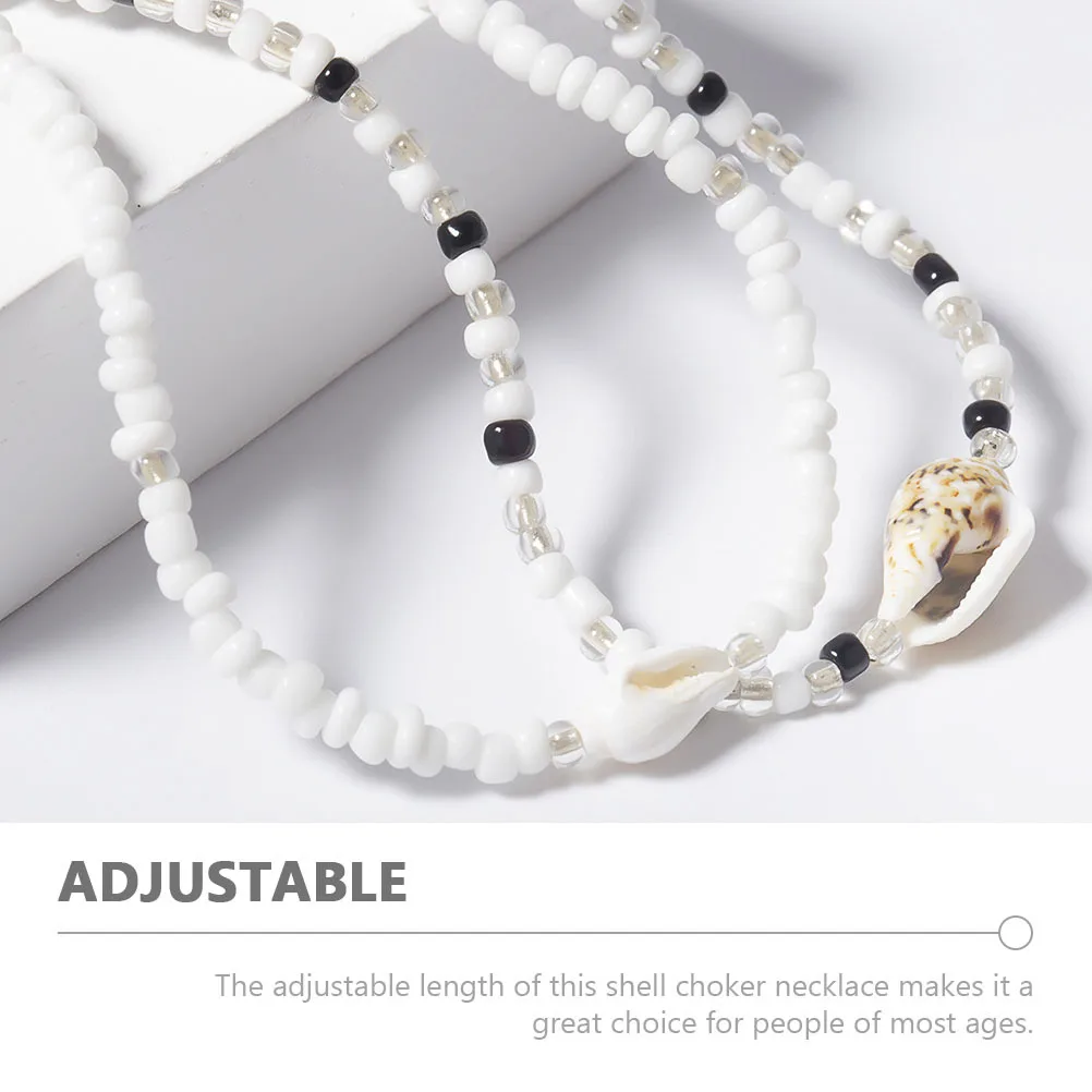 

2pcs Beaded Choker Necklaces Shell Adjustable Summer Jewelry For Women Teens Beach Aesthetic Party Holiday Accessory