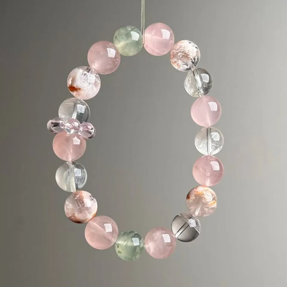 

Natural Duobao Crystal Bracelet 11mm Pink Crystal Light Luxury Fashion Women's Bracelet, Niche Design