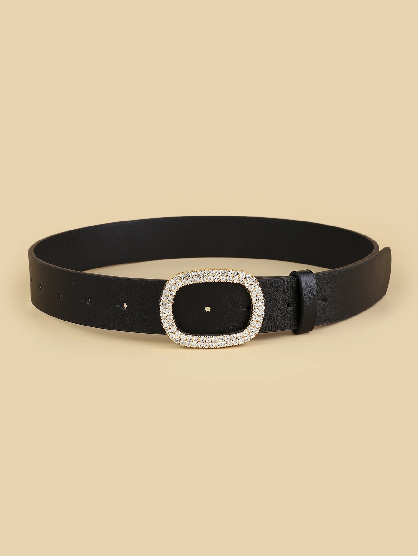 2023 Women's New Matching Jeans dress Oval Diamond Buckle Head Belt All-match Fashion Three-color Optional