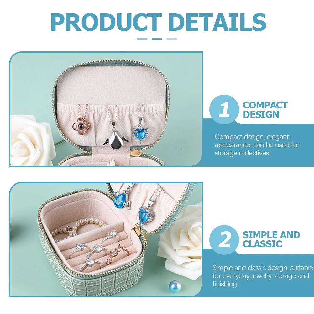 صندوق مجوهرات صغير منظم سفر محمول للخواتم والأساور والقلائد ومقاوم للغبار والخدش لتخزين الهدايا
