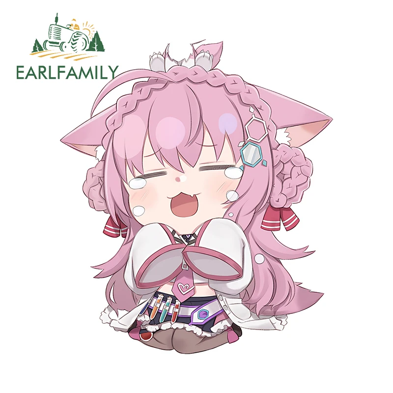 EARLFAMILY 13cm x 11.3cm Hakui Koyori Chibi Car Stickers Kawaii Anime Girl Loli Furry Cute Accessories Waterproof Decoration