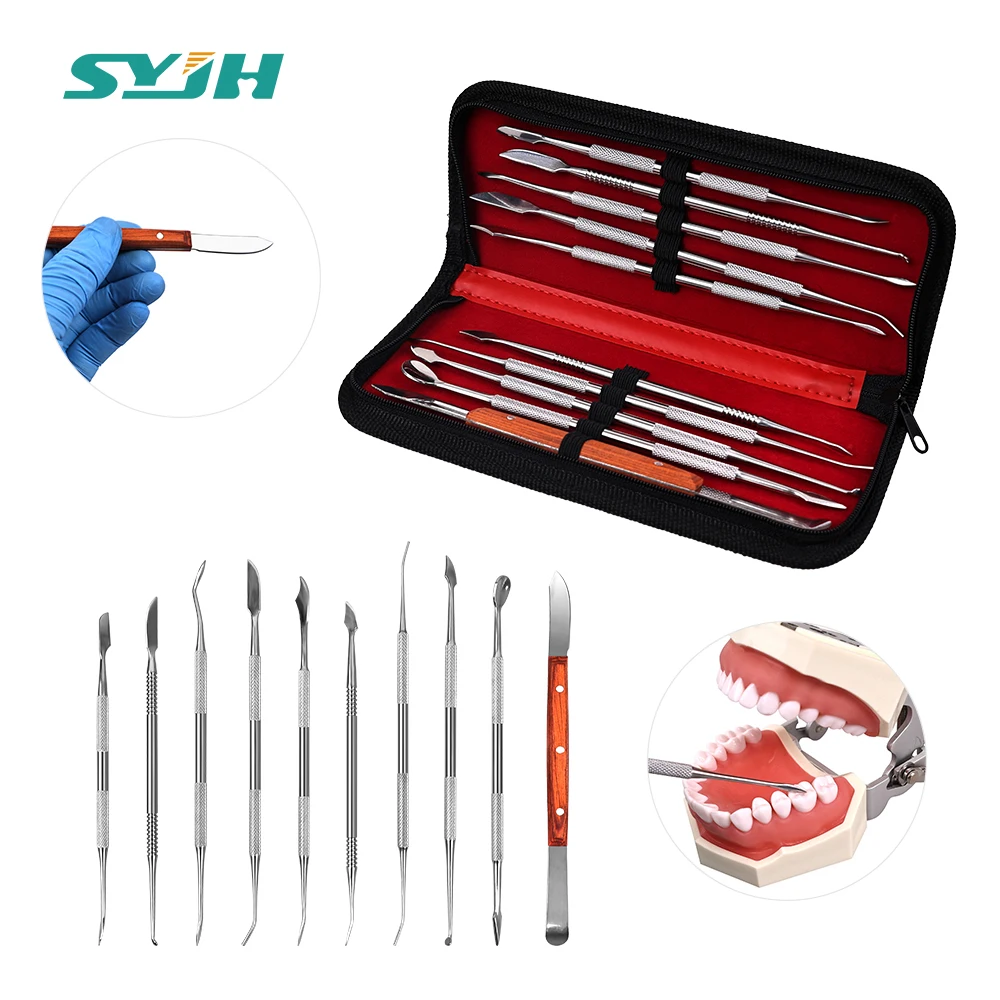 

10Pcs/set Dental Spatula Plaster Knife Practical Stainless Steel Versatile Teeth Wax Carving Tool Kit Dentistry Lab Instruments