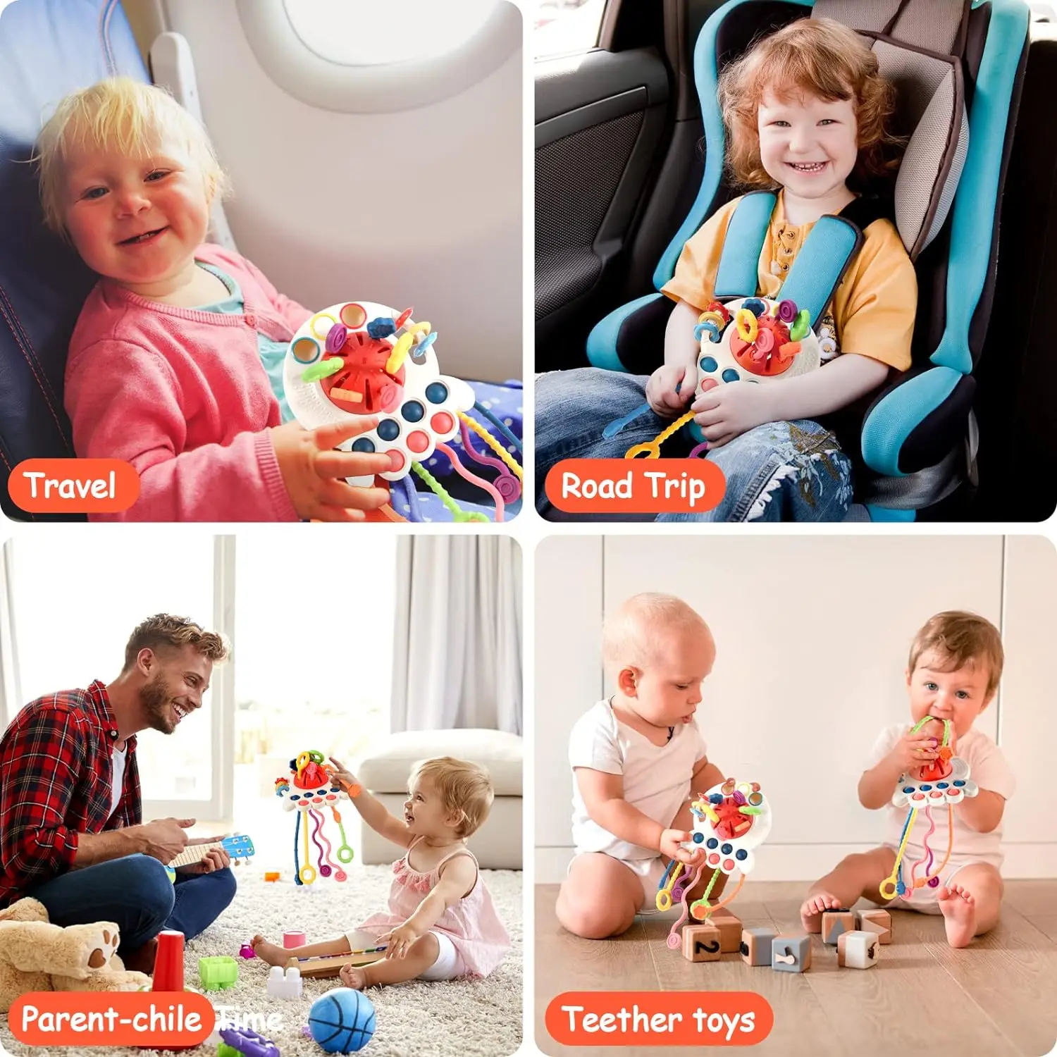 Baby Montessori Toys Pull String Sensory Toys Baby 2 12 Months Silicone Develop Teething Activity Toys for Kids Educational Toys image 4