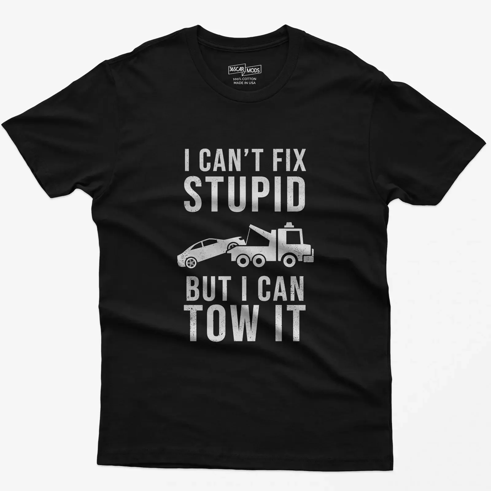 Funny Tow Truck T Shirt amp quot I Can 39 Fix Stupid  vintage Washed streetwear Casual fashion Top For Everyday Wear Stretched