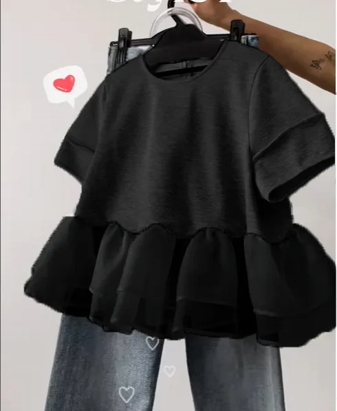 

New Summer Design Women's Splicing Top Short Sleeve T-shirt