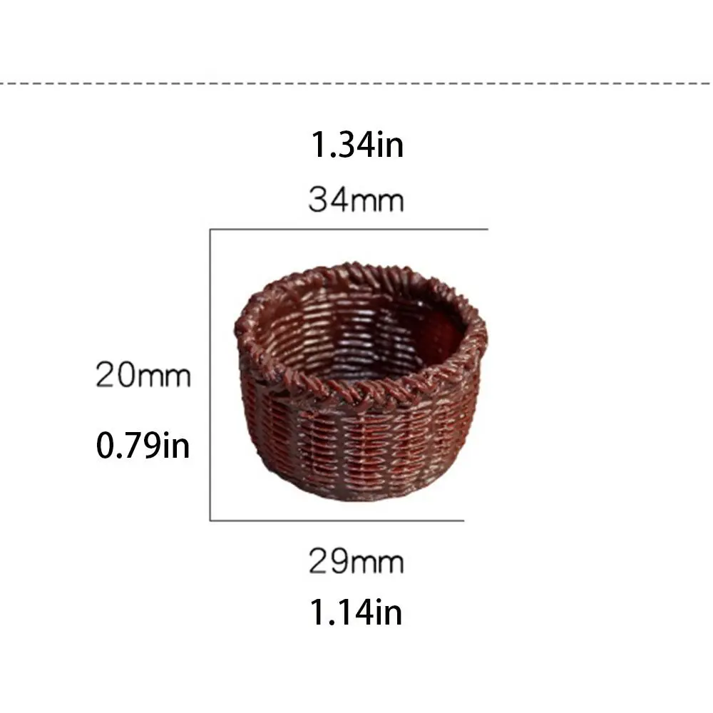 Resin Mini Resin Basket Ornaments Three Colours Handmade Rattan 1/12 Dollhouse Miniature Doll House Decor