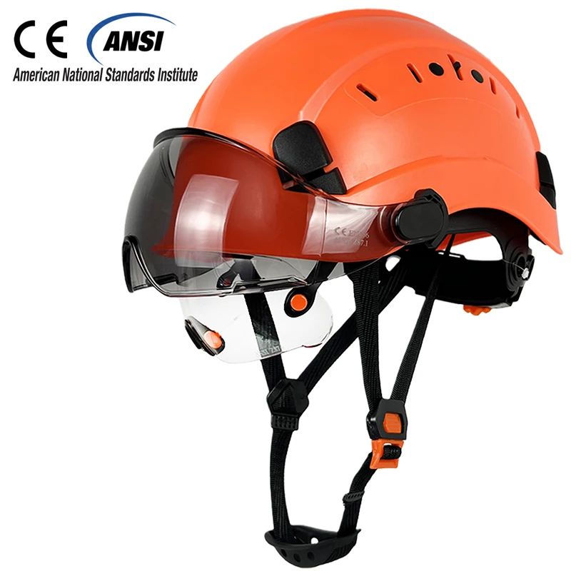 NEW CE Safety Helmet With Visors Goggles Construction Work Hard Hat For Men Head Protection ANSI Approved Industrial