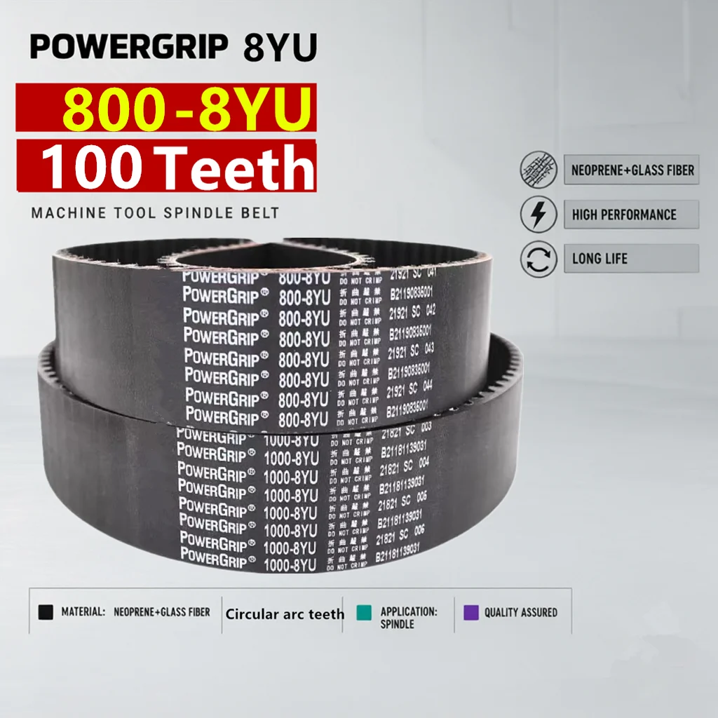 PowerGrip 800-8YU 100 Teeth 8YU Arc Tooth Timing Belt  for Woodworking Machinery CNC Machine Tools Robots Spindle Drive Belt